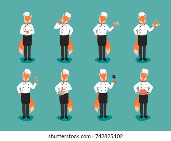 Cartoon fox cook. Vector illustration. Chef. Characters.