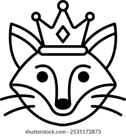 A cartoon fox with a crown on its head