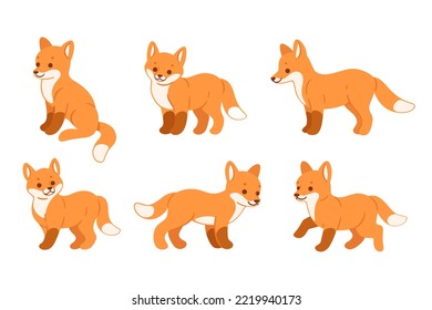 Cartoon fox cub sketch line icon. Сute animals set of icons. Childish print for nursery, kids apparel, poster, postcard, pattern.