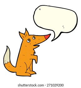 zorro de dibujos animados con burbuja de habla