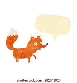 cartoon fox cub with speech bubble