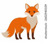 Cartoon fox. Cute animal fox cub. Suitable for children's books, sticker, mascot, logo. Vector illustration on white background	