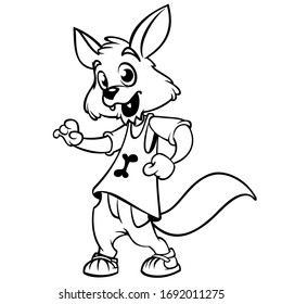Cartoon Fuchs tanzt. Abbildung der Vektorillustration Design für das Farbbuch