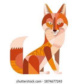  Cute cartoon fox. Emotion little animal. Cartoon animal character design. Flat vector illustration