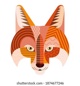  Cute cartoon fox. Emotion little animal. Cartoon animal character design. Flat vector illustration