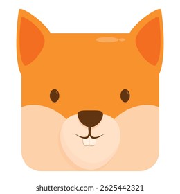 Cartoon fox face smiling with two teeth showing