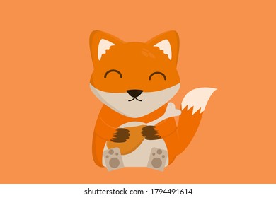Cartoon fox funny hand drawing