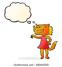 cartoon fox girl with thought bubble