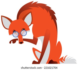 Cartoon fox with glasses