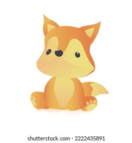 Cartoon fox in gradient colors. Vector illustration of cute animals.