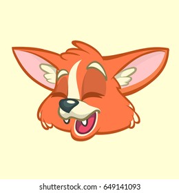 Cartoon fox head laughing. Vector icon illustration 