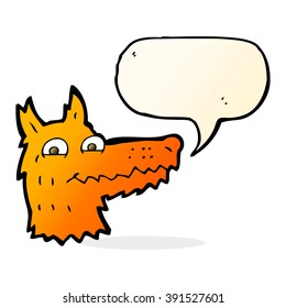 Cartoon-Fuchskopf mit Sprachblase