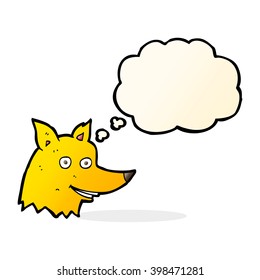 cartoon fox head with thought bubble