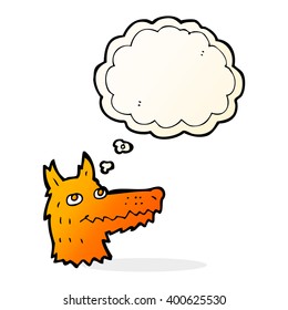 Cartoon-Fuchskopf mit Denkblase