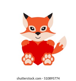cartoon fox and heart
