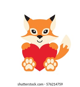 cartoon fox with heart