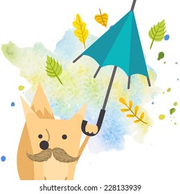 Cartoon Fox, Hipster Style, Eps 10 Vector Illustration