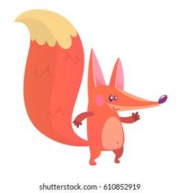 Cartoon fox icon. Vector illustration of orange clever fox isolated on white