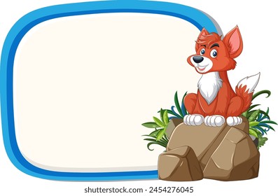 Cartoon fox illustration with blank text space