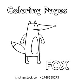 Cartoon fox illustration. Vector coloring book pages for children