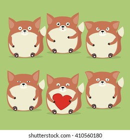 Cartoon fox isolated emotions set