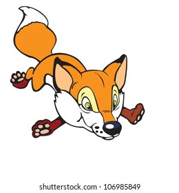 cartoon fox jump up,vector image, children illustration isolated on white background