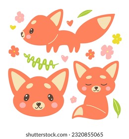 Cartoon fox kawaii style