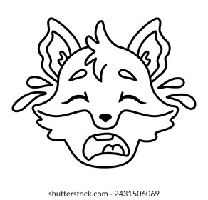 С zorro de dibujos animados. Línea de arte, trazo editable. Ilustración vectorial.