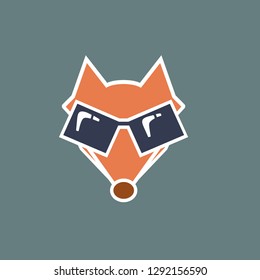 Cartoon fox logo. Vector illustration background in flat design style. Vector logo template, design element, geometric sign