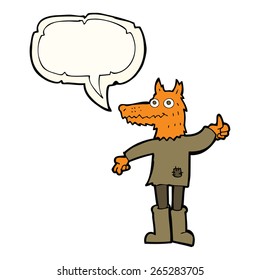 cartoon fox man with speech bubble