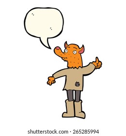 cartoon fox man with speech bubble