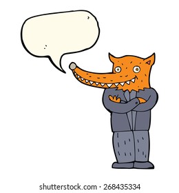 cartoon fox man with speech bubble
