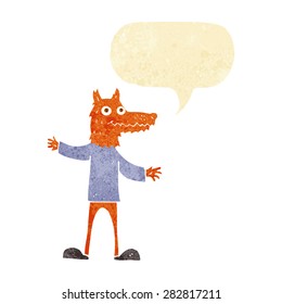 cartoon fox man with speech bubble