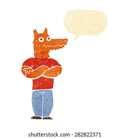 cartoon fox man with speech bubble