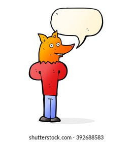 caricaturista zorro hombre con burbuja de habla
