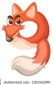 Cartoon fox number nine  illustration