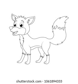 Cartoon fox outline isolated on white background

