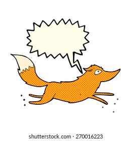 cartoon fox running with speech bubble