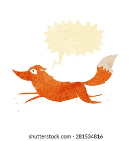 cartoon fox running with speech bubble