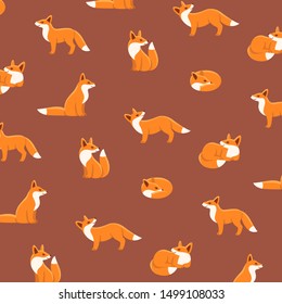 Cartoon fox - simple trendy pattern with fox. Cartoon vector illustration for prints, clothing, packaging and postcards. 