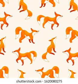 Cartoon fox - simple trendy pattern with animal. Flat vector illustration for prints, clothing, packaging and postcards. 