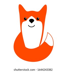 Cartoon fox smiling. Vector illustration.