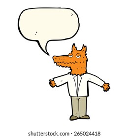 cartoon fox with speech bubble