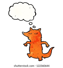 cartoon fox with thought bubble
