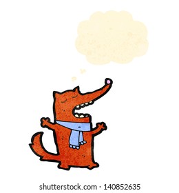 cartoon fox with thought bubble