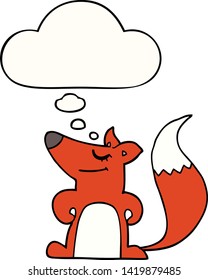 cartoon fox with thought bubble