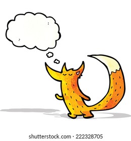 cartoon fox with thought bubble