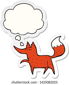cartoon fox with thought bubble as a printed sticker