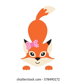 cartoon fox vector with bow