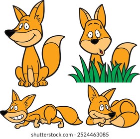 cartoon fox vector smart fox  for kid